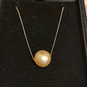 Genuine South Sea  Pearl Golden in 18k yellow gold necklace